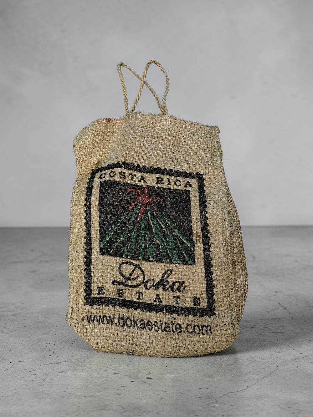Estate Natural Jute Tote with Black, Green and Red Logo